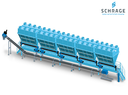 Schrage schijventransporteur Project 3 RKF160 lengte 25.5meter abrasieve stof 12.5mh temperatuur 500graden